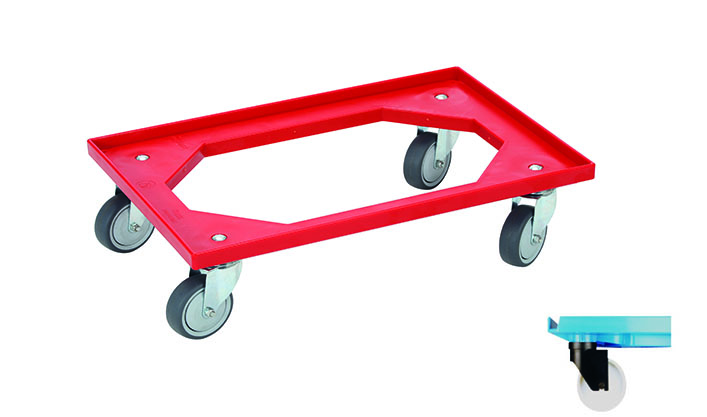 Vozík 64S-GU 2-2 PT červený, GU šedá kola 100 mm